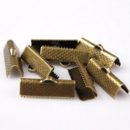 Metal Ribbon crimp end 20x8mm Bronze